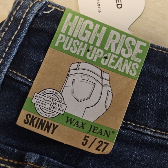 Wax Jean Butt, I Love You! Skinny Blue Jeans Juniors 5/27 NWT - Picture 12 of 12